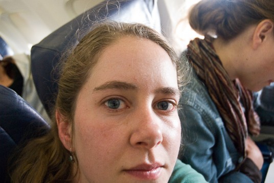 On the flight home. I was not very happy with the turbulence.
