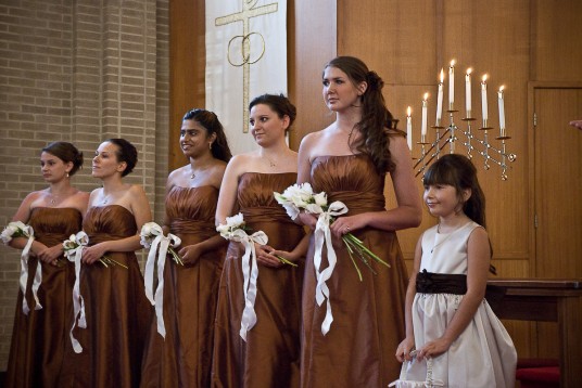 The bridesmaids and flowergirl. 